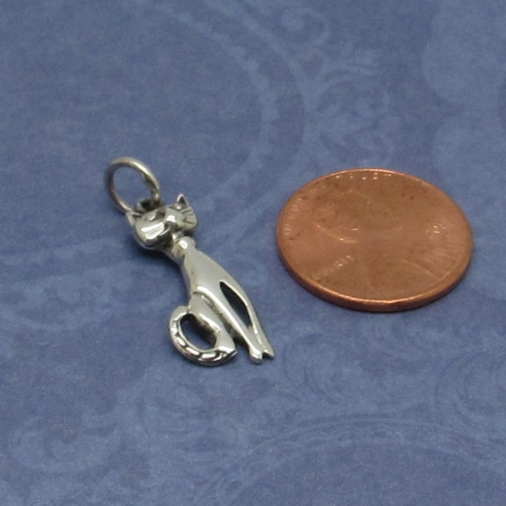 Sterling silver Cat charm - Picture 4 of 5
